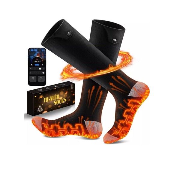 Smart Electric Heated Socks Rechargeable 6000mAh Battery APP Control Foot Warmer - Picture 1 of 12